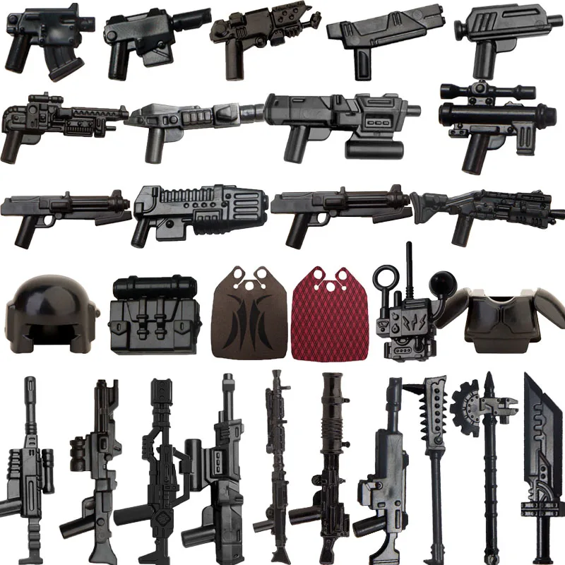 Military Building Blocks MOC Star Movie Characters Solider Figures War Mini Bricks Weapons Accessories Guns Cloak Axe Armor