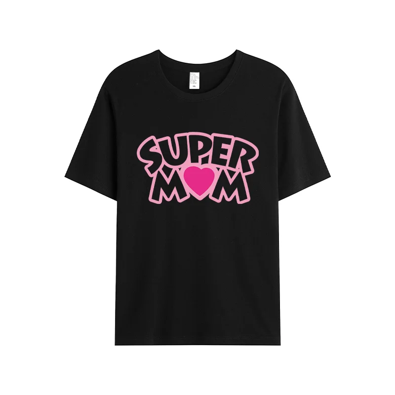 Super Mom Print Casual Short sleeved T-shirt Mother's Day Gift Summer Round Neck Top Basic T-shirt Fashion Tees