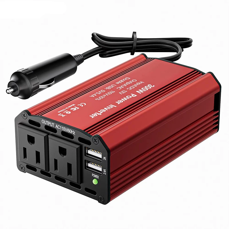 Portable Fast-Charging Car Charger Inverter DC 12V To AC 110/220V for Outdoor Camping US/EU Sockets with Cigarette Lighter Plug