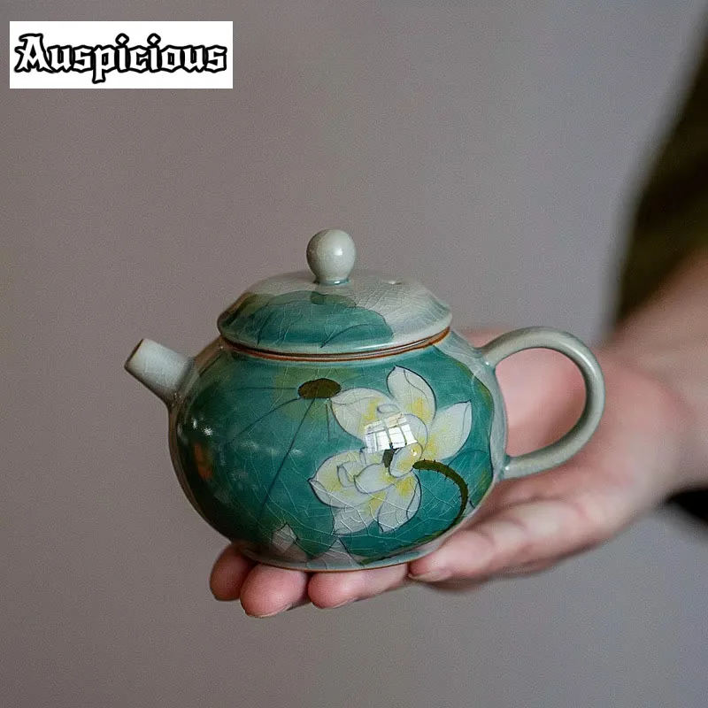 

150ml Boutique Hand-painted Lotus Ceramic Tea Pot Underglaze Color Singer Pot With Filter Tea Maker Small Pot Kung Fu Teaware