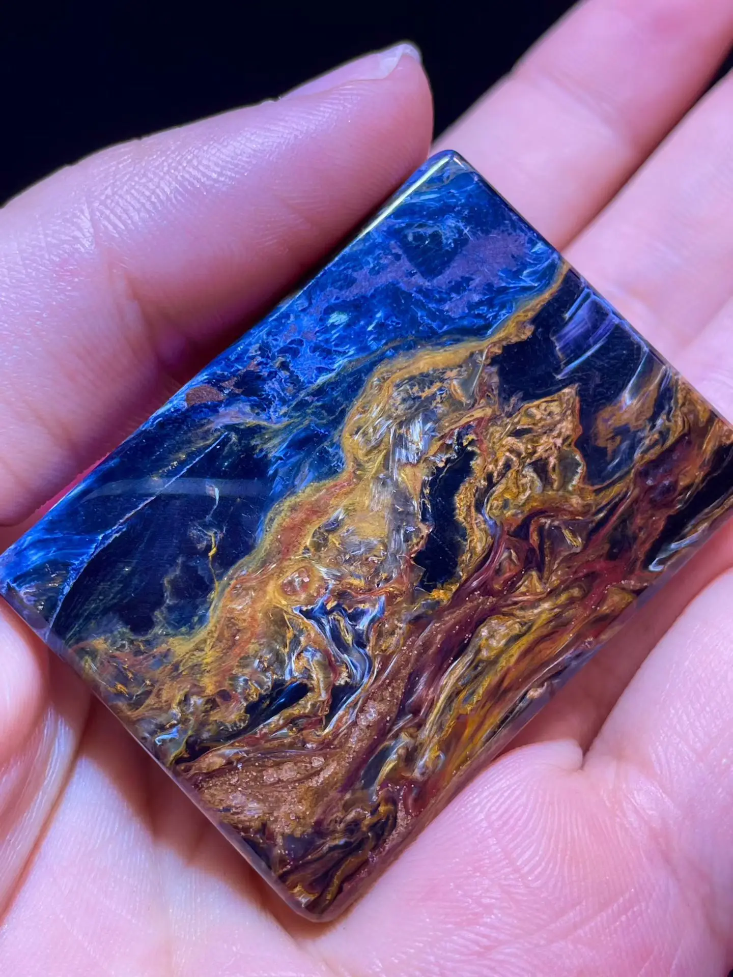 Natural Blue Yellow Pietersite Pendant Women Men Fire Pietersite 45.6/33.5/6.2mm Namibia Necklace Jewelry AAAAAA