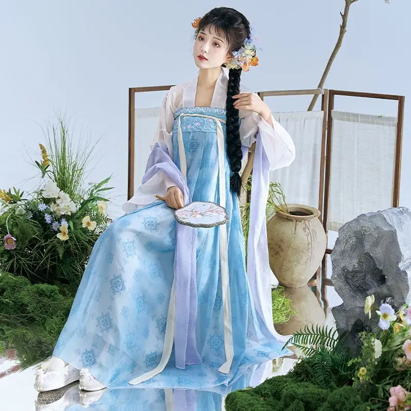 Original ผู้หญิงจีนแบบดั้งเดิม Hanfu ชุด 2025 ChicTang Dynasty สไตล์พิมพ์โบราณคอสเพลย์เต้นรํา Elegant Princess ชุด