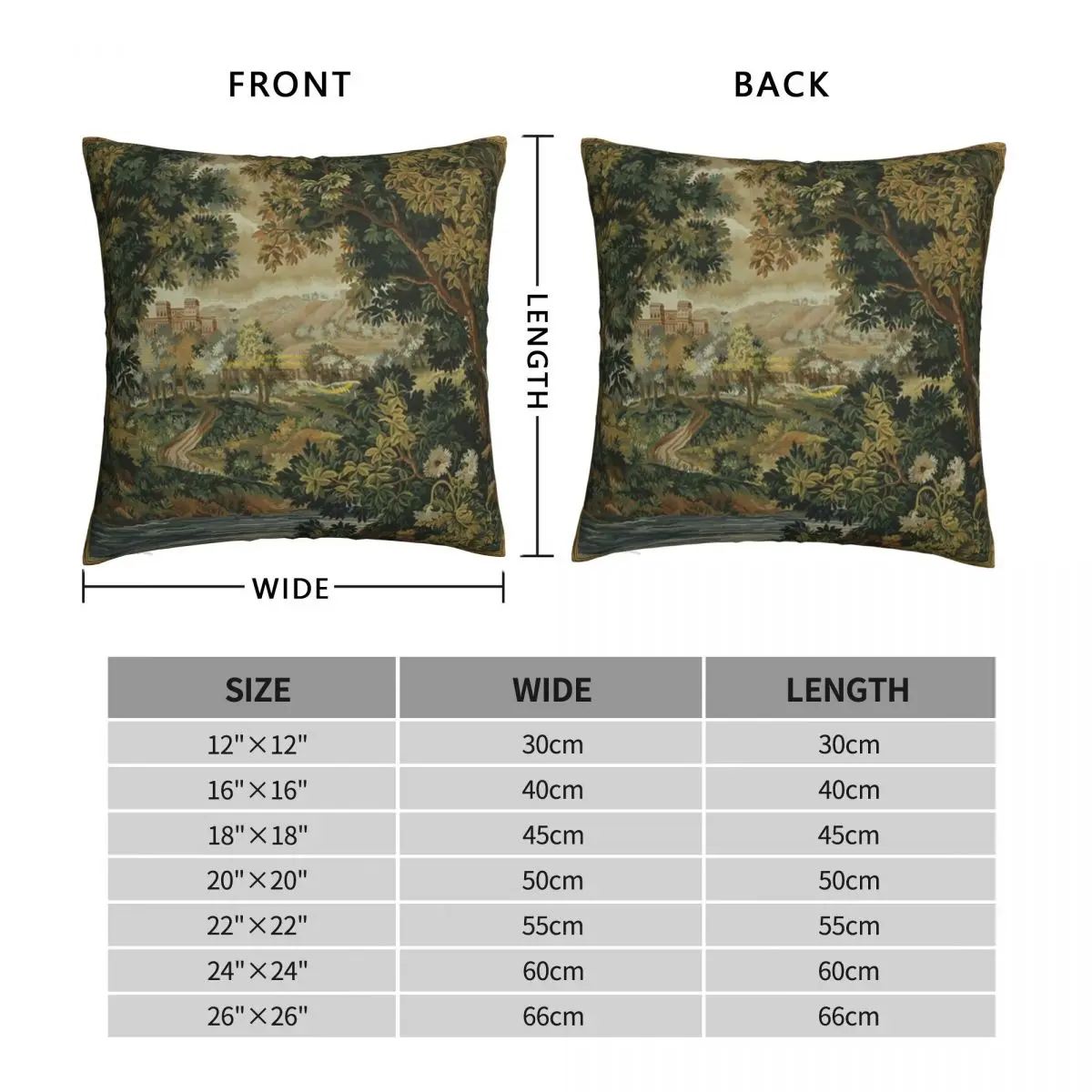 GREENERY TREES Square Pillowcase Polyester Linen Velvet Printed Zip Decor Throw Pillow Case Bed Cushion Case