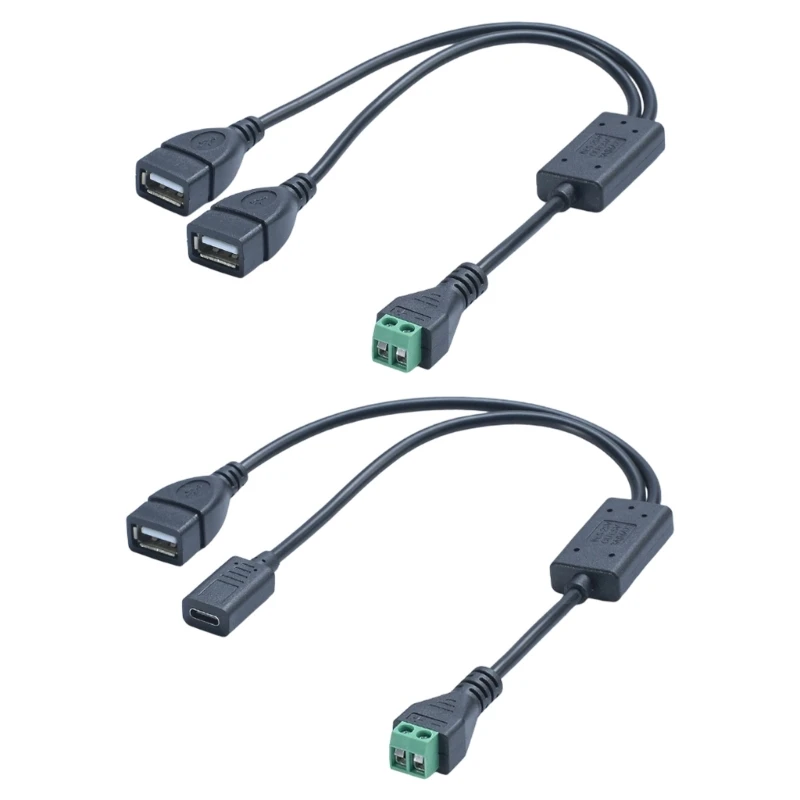 Welding-Free 2Pin Terminal To USB Type C Female Power Cable adapter Converter 5V 3A Output Charging For Phones Tablets Cameras