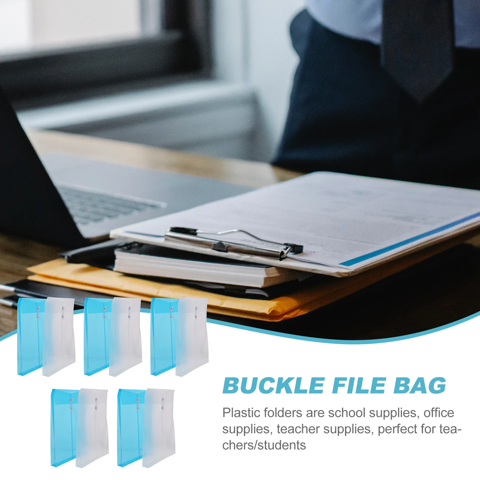 

1Set Test Paper Bag A4 Document Folder PVC File Bags Transparent Buckle Large Capacity Office File Organizer Storage