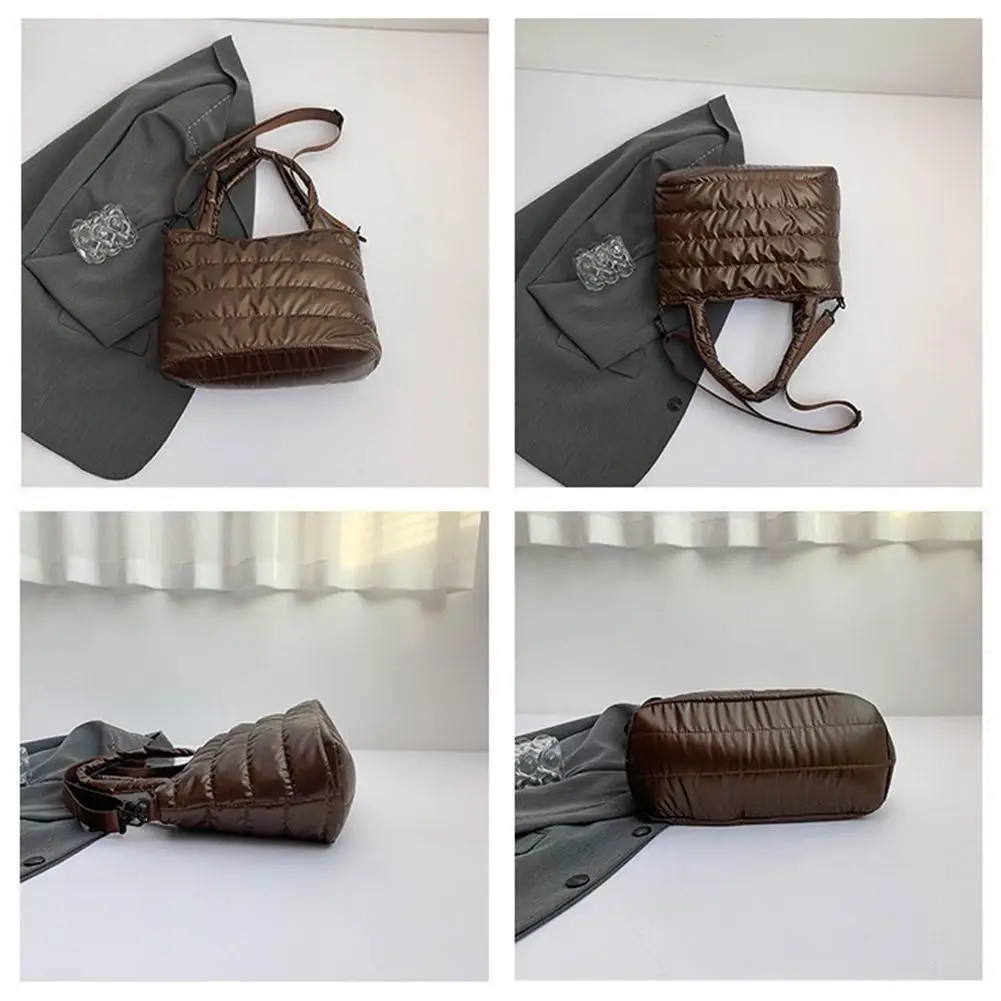 Damen-Umhängetasche aus Baumwolle mit Stickerei-Detail, Einzel-Schulter-Handtasche, Modisches Herbst-Winter-Design mit Glanzoberfläche – Detail 20