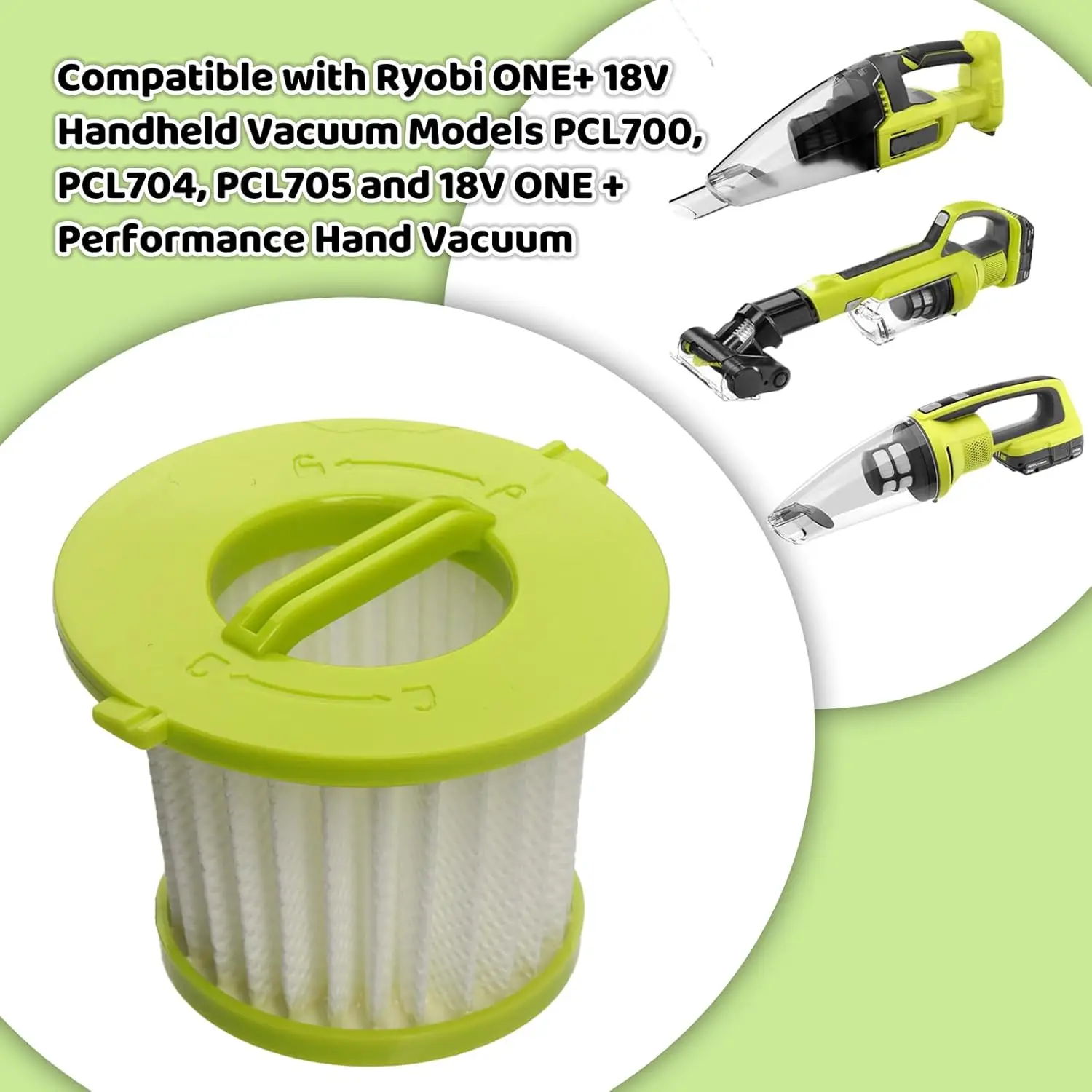 4 sztuki filtrów do odkurzacza Ryobi ONE+ 18V PCL700 PCL704 PCL705, żółte, A32F05N A32HF00