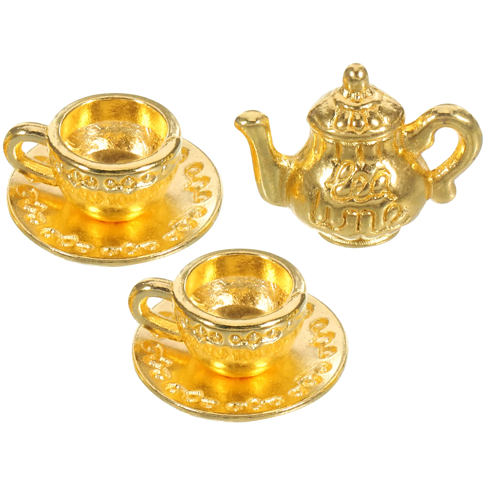 

Mini Teapot Set Metal Decor Household Scene Layout Prop Decorative Kettle Decorate