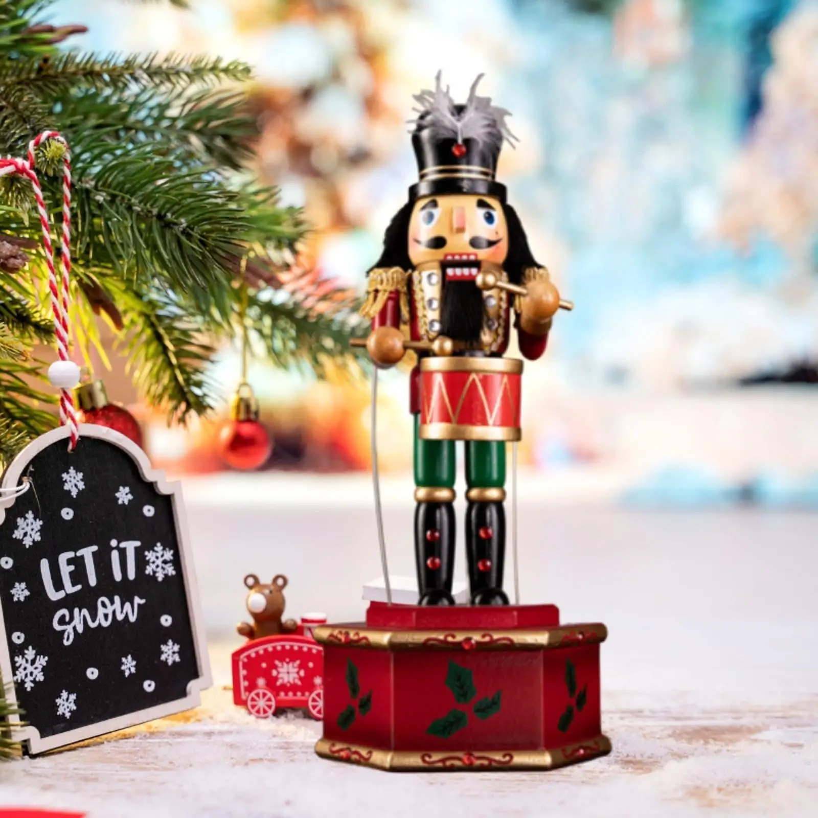 

Рождественская фигурка Щелкунчика, музыкальная шкатулка, механическая музыкальная шкатулка, настольное украшение для фестиваля, спальни, полка, стол, камин