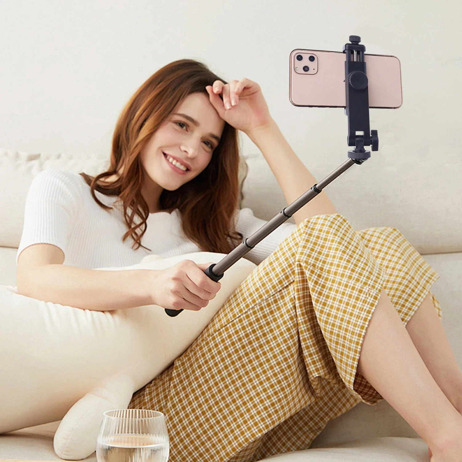 Vertical & Horizontal Phone Tripod Mount Adapter Rotatable Bracket Clip for iPhone Android Cell Phone Selfie Stick Camera Stand