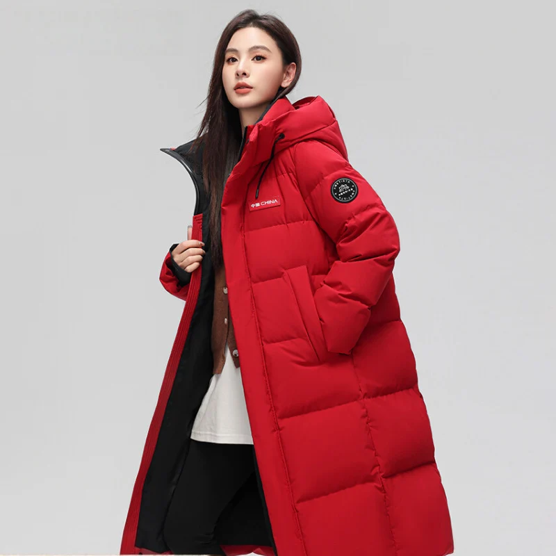 Parkas de esquí gruesas y cálidas para parejas, Chaqueta de algodón recta de longitud media de Color sólido, chaquetas acolchadas a prueba de viento para exteriores, invierno