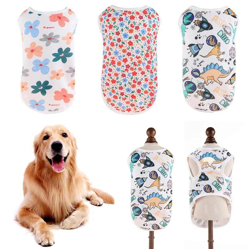 NEW Breathable Pet Vest For Small Medium Large Dogs Floral Cartoon Printed Puppy Clothes Thin Spring Summer Cat Pullover