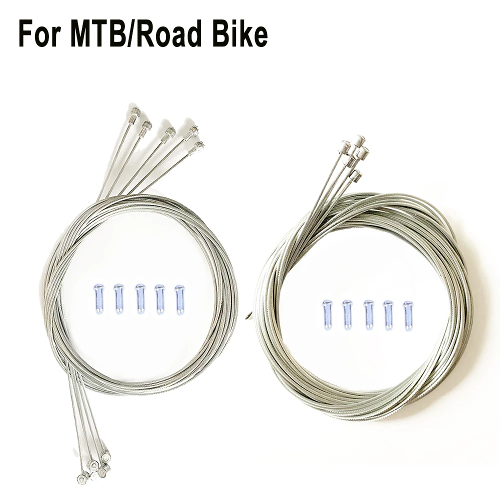 5pcs MTB Mountain Road Bicycle Bike Derailleur Shift Brake Inner Cable Line Wire 2M length Shifter Cable with end cap