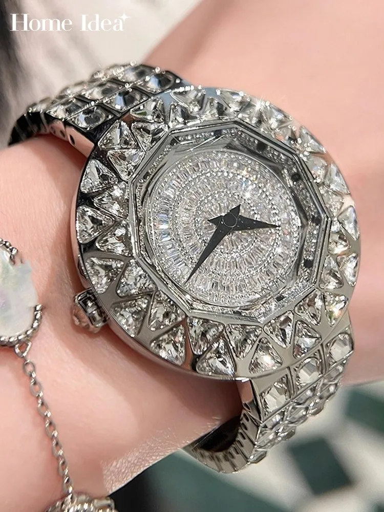 

Женские роскошные наручные часы высшего качества с блестящими бриллиантами, дизайнерские офисные женские рабочие ювелирные аксессуары, блестящие кварцевые часы