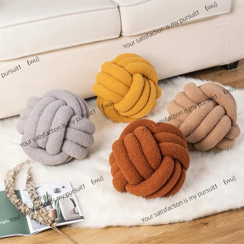 Aesthetic knot globe plush cushion, Nordic ball filled pillow sofa decorative throw pillow