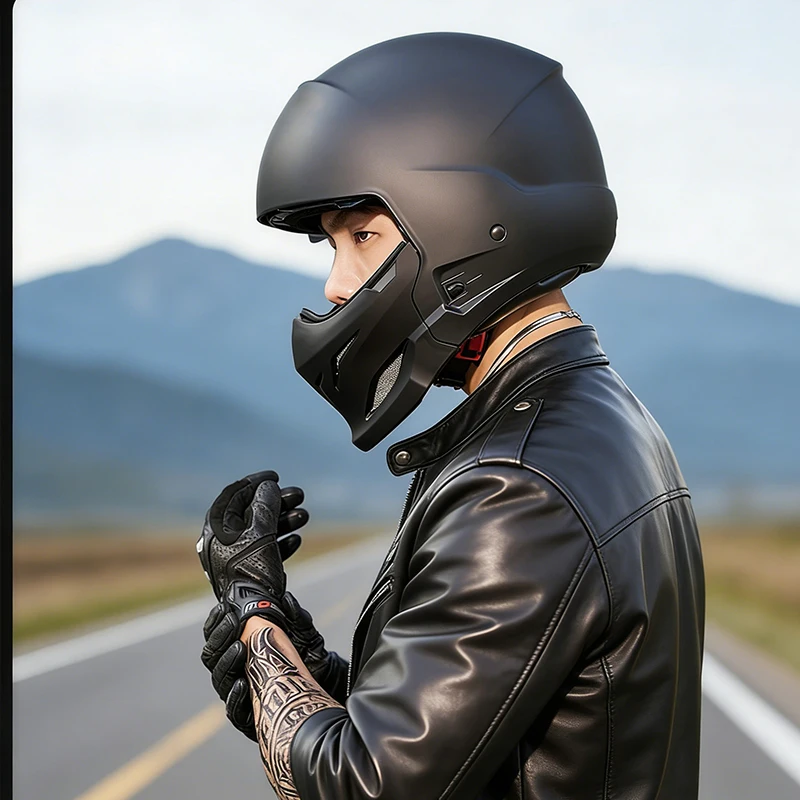 

Samurai Black Scorpion Helmet Retro Detachable For Motorcycle Bike Open Helmet Fashion Full Face Matte Black Four Seasons Helmet