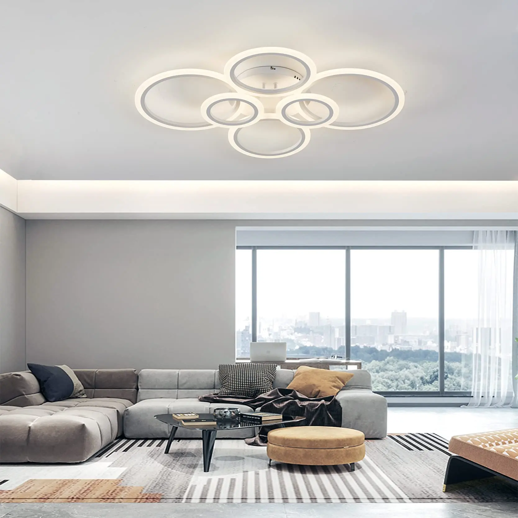 Nordic Ceiling Light Fixture Chandelier Lustre Minimalist Ceiling Lamp Kids Room Bedroom Indoor Ceiling Lamp 3 Color Changeable