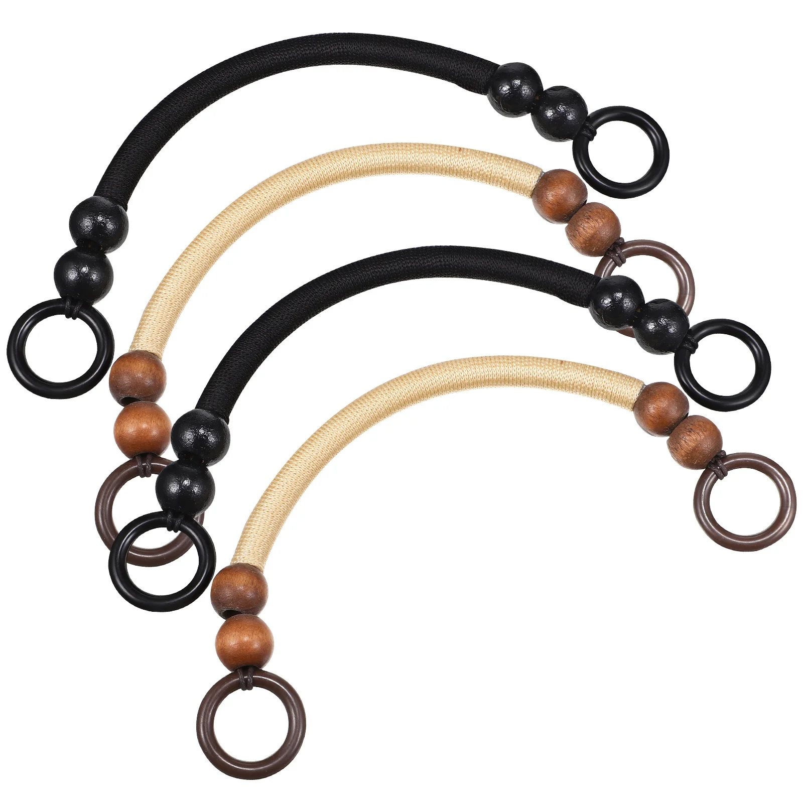 

4Pcs Wooden Beaded Bag Handles Nylon Rope Replacement Strap for DIY Purse Handbag Shoulder Bag Making Accessories