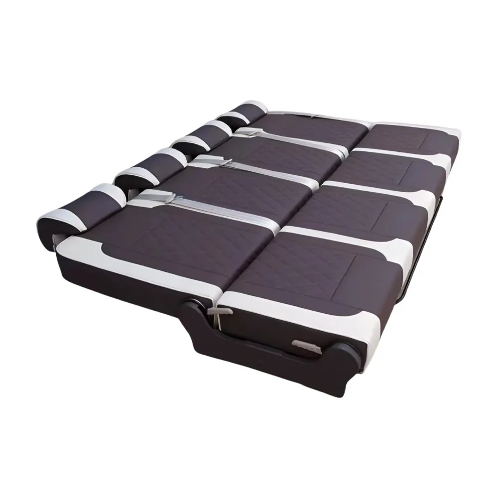Custom Modified RV Folding Seat Van Adjustable Rear Sofa Seats with Comfort High-Low Back Leather Bed for Camper Vans Motorhomes