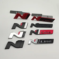 3d Metal Chrome Black Logo N Line Emblem Car Front Grill Badge For I20 I30 Kona Sonata Elantra Tucson N Line Sticker Accessories