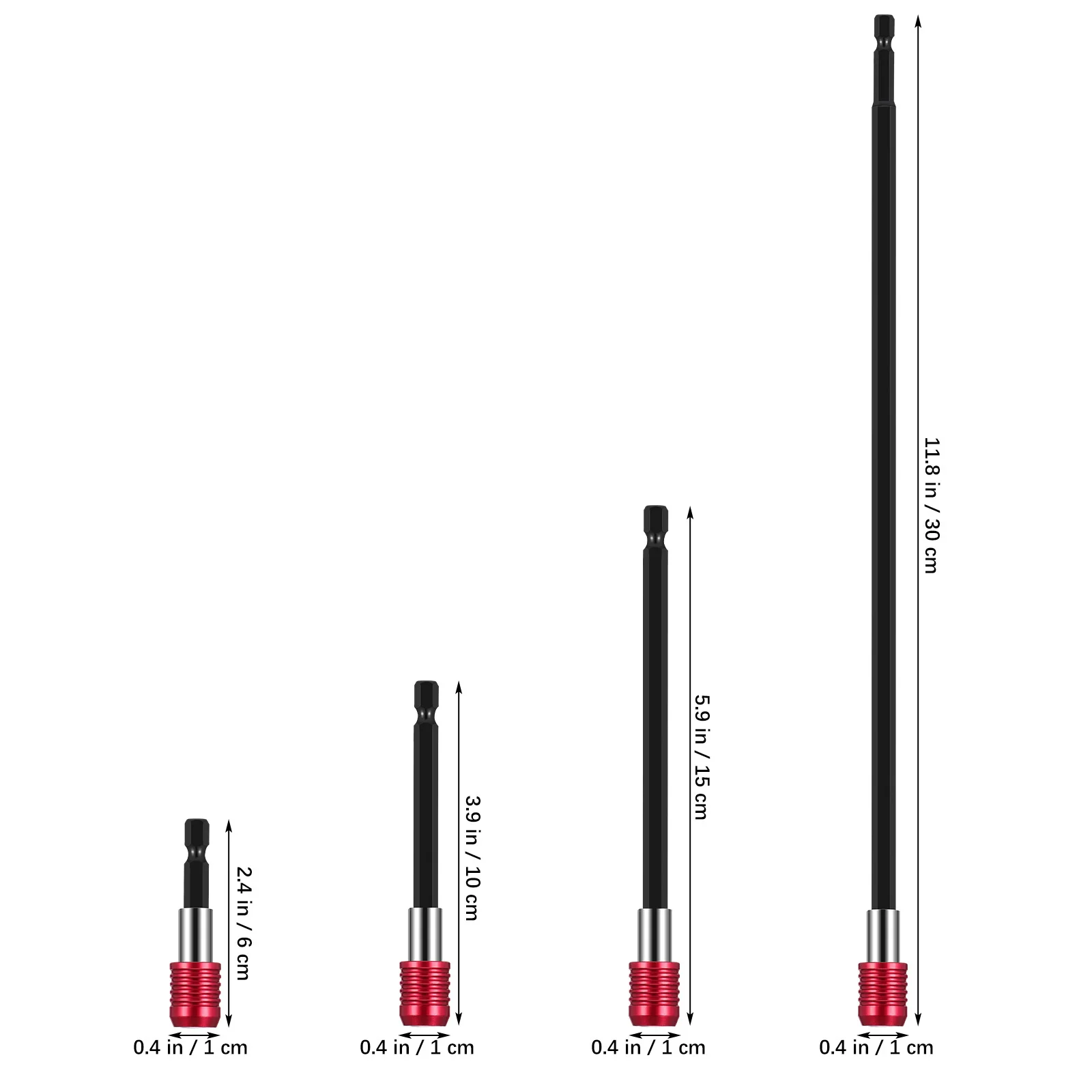 4 pcs Rod Kit Driver Drill Bit Adapter, Alloy Drill Bit Extension Holder Bars, Threaded Extension Rods For Home
