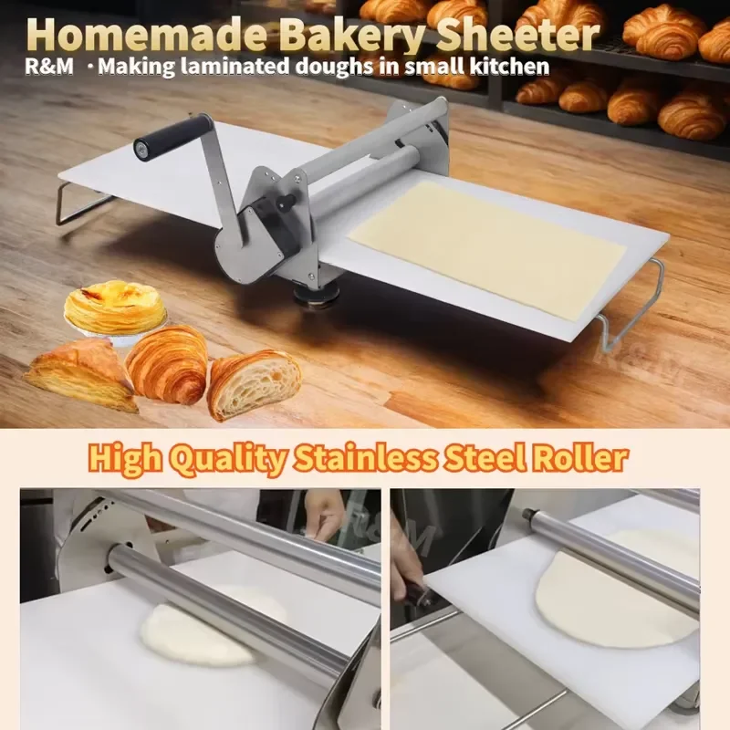 Manual Dough Sheeter Mini Fondant Roller Pastry Laminator hine for Croissant Bread Making Home Baking Kitchen Tool