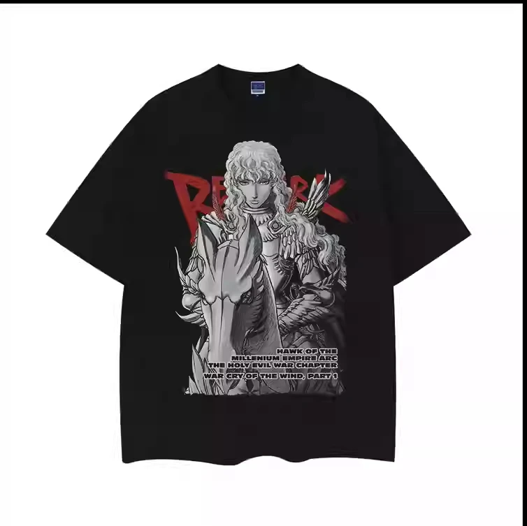 Griffith 2025 Full Time Warm and Comfortable 100%cotton Anime Clothes Vintage Oversize  Streetwear Graphic T Shirts Tops Tees view 4