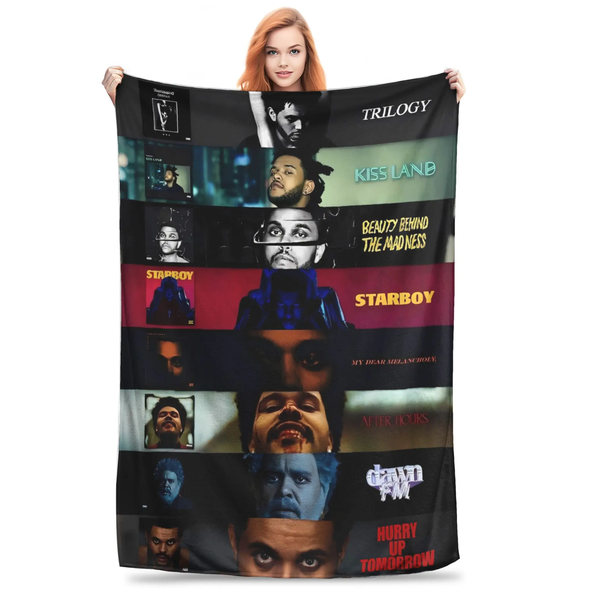 The Weeknds Rapper Singer Warm Blanket  Picnic Plush Bedding Throws Aesthetic Couch Chair Flannel Bedspread Sofa Bed Cover