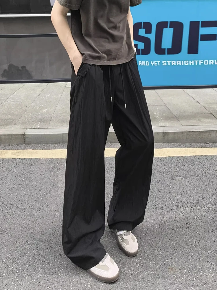 

Khaki Ice Silk Qui Dry Summer Thin Cool Feeling Breathable Mosquito Proof Air Conditioning Loose Wide Leg Pants for Men