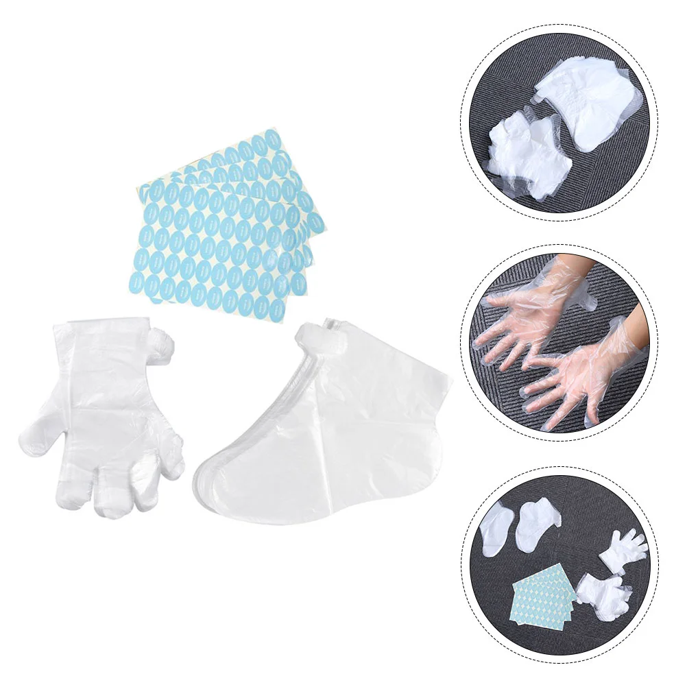 200pcs Plastic Foot Cover One-off Gloves Feet Cover Portable Gloves with Sticker Disposable Gloves Disposable Foot Cover