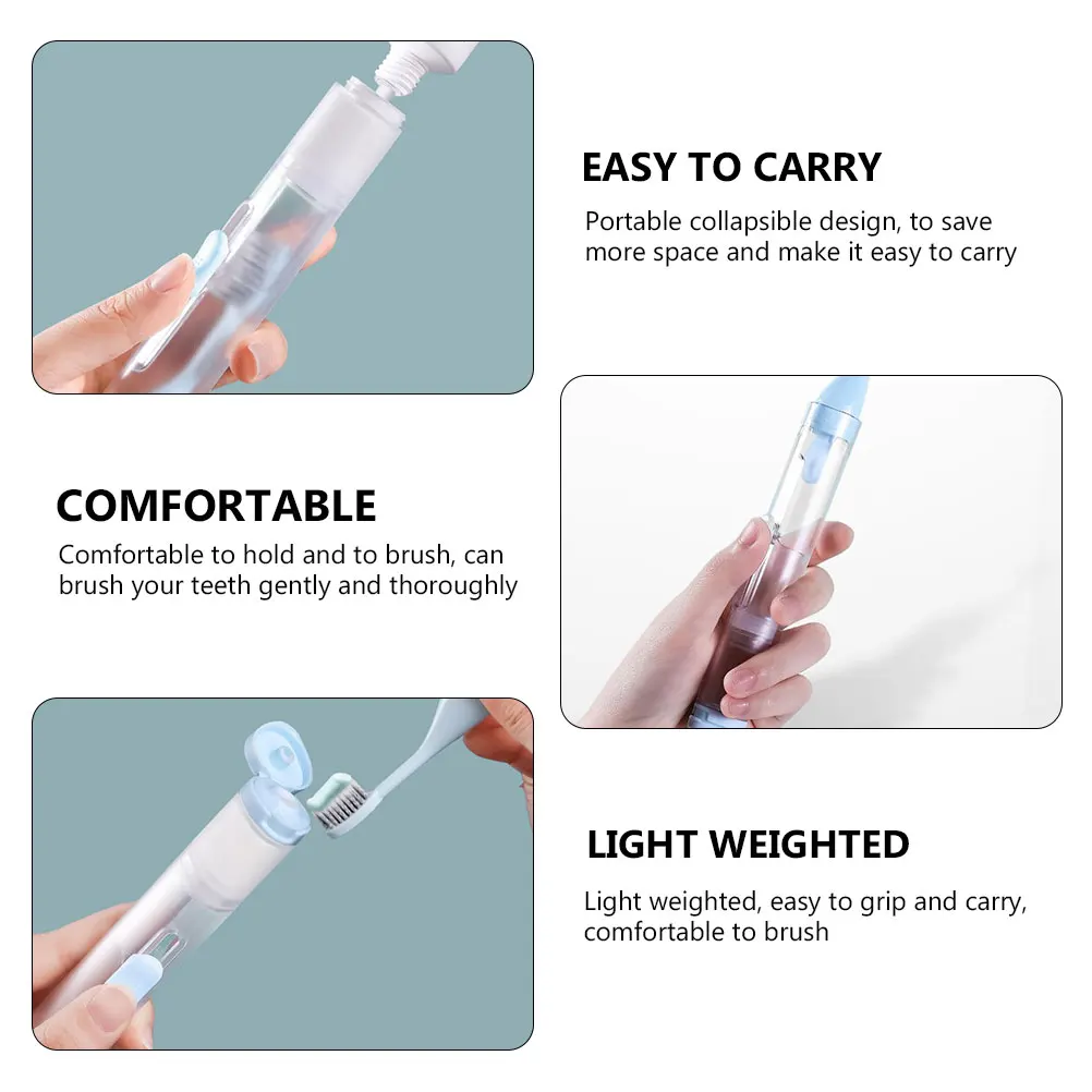 

2pcs Portable Toothbrush Boxes Travel Storage Holders Collapsible Lightweight For Camping Travel Business Trips Plastic