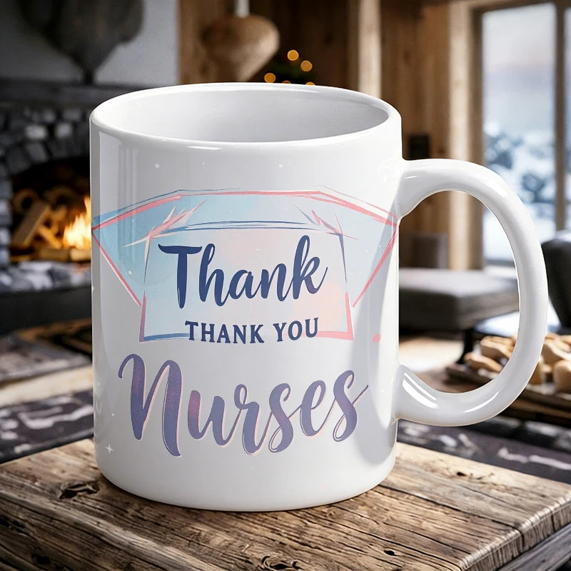 

Thank You Nurses Ceramic Mug Pastel Gradient Coffee Cup, milk cup, office cup, gift for friends, fade-resistant