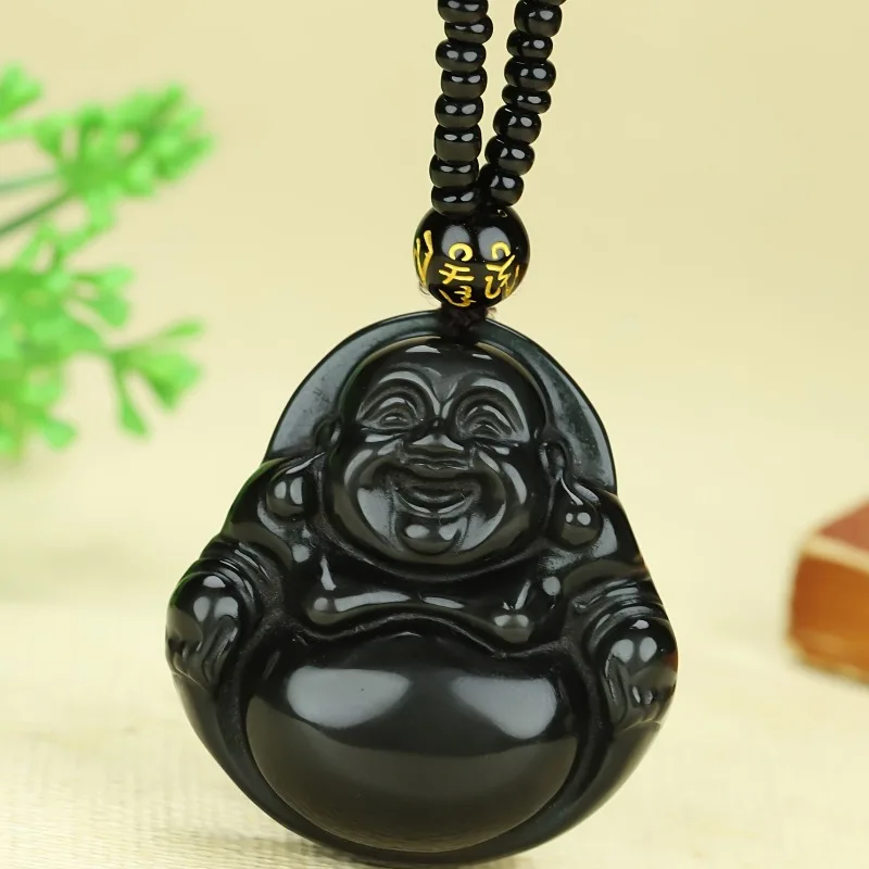 

Мужское элегантное ожерелье с подвеской из обсидиана и натуральной подвеской, новый модный стиль