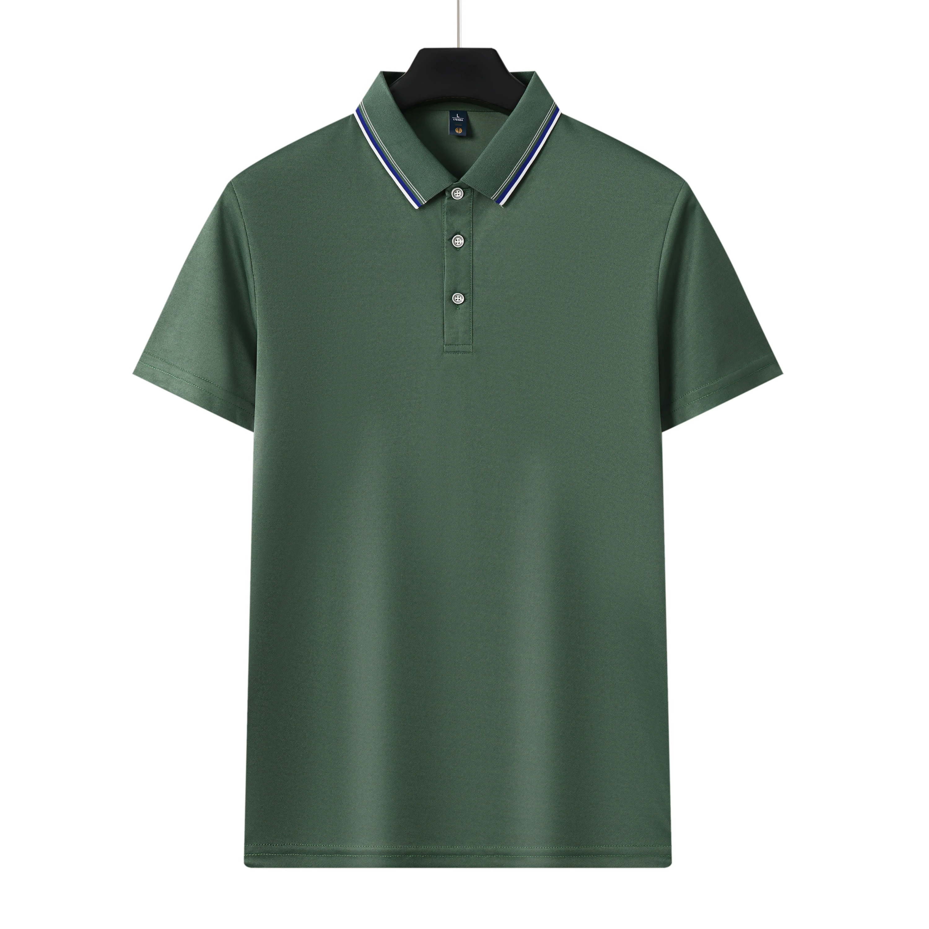 

Men's Polo Shirt Summer Trend Striped Neck T-Shirt High Quality Splicing Color Business Gentleman Premium Short Sleeve