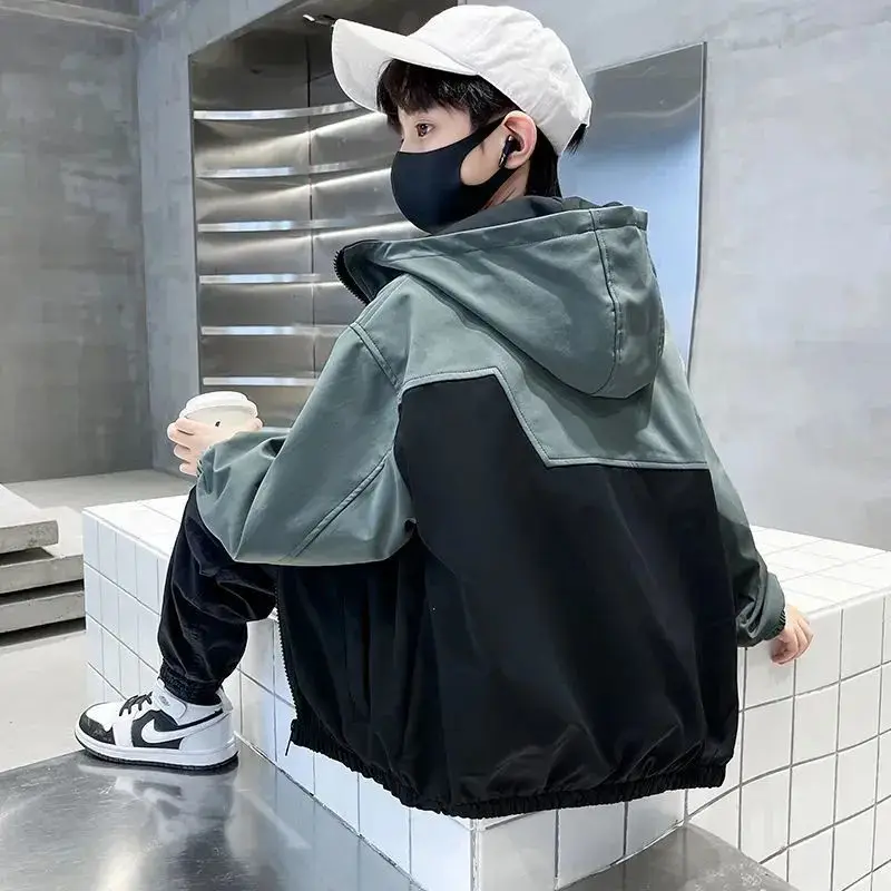 

2025 Spring Autumn Boy's Windbreaker Jacket Big Kids Streetwear Trendy Cool Kids Coat Boys Autumn Winter Clothing