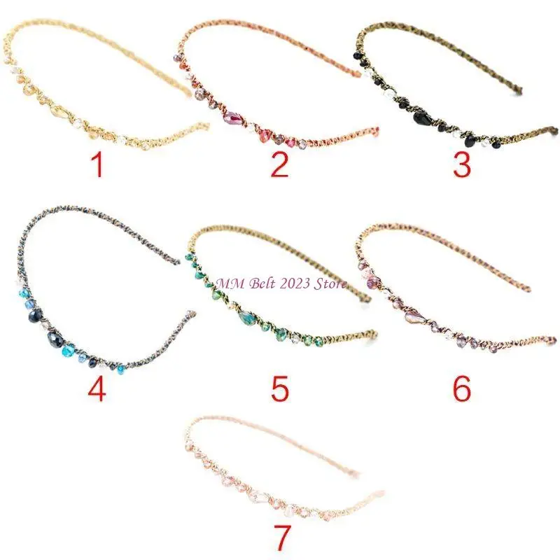 

49ME Women Girls Korean Luxury Glitter for Rhinestone Headband Contrast Colored