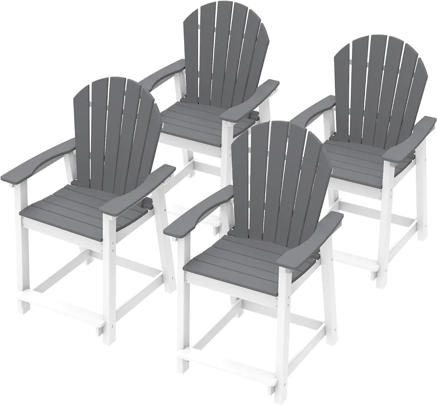 

Chairs Set of 4, Patio Bar Stool Chair with High Back, 400lbs, Widened Arms, All-Weather Balcony Chair for Backyard, Garden