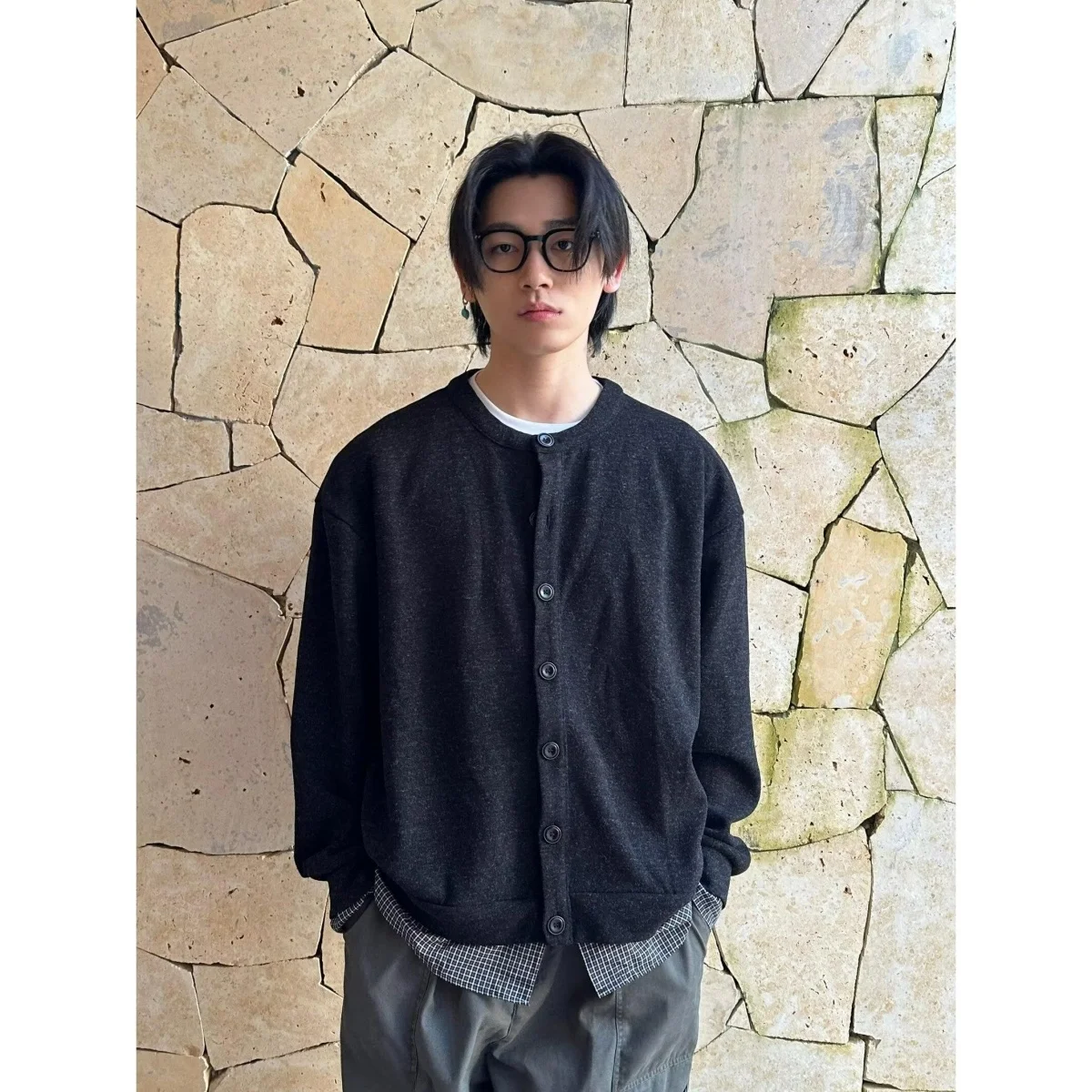 

Мужской вязаный свитер American College Sle, кардиган на пуговицах, Lazy Cleanfit Jaet, осенне-зимний хлопковый длинный свитшот све