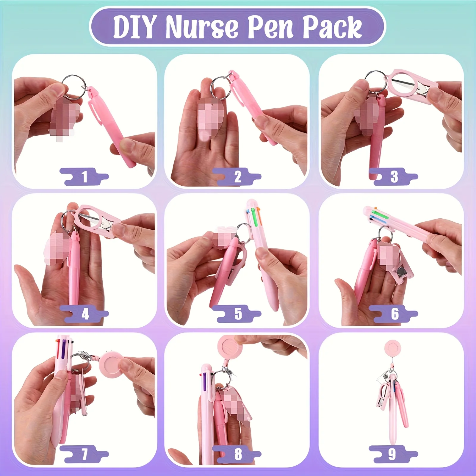Complete Nurse Gift Set Pastel Retractable Badge Holder Medical Pen Bandage Scissors Nursing Student Gift