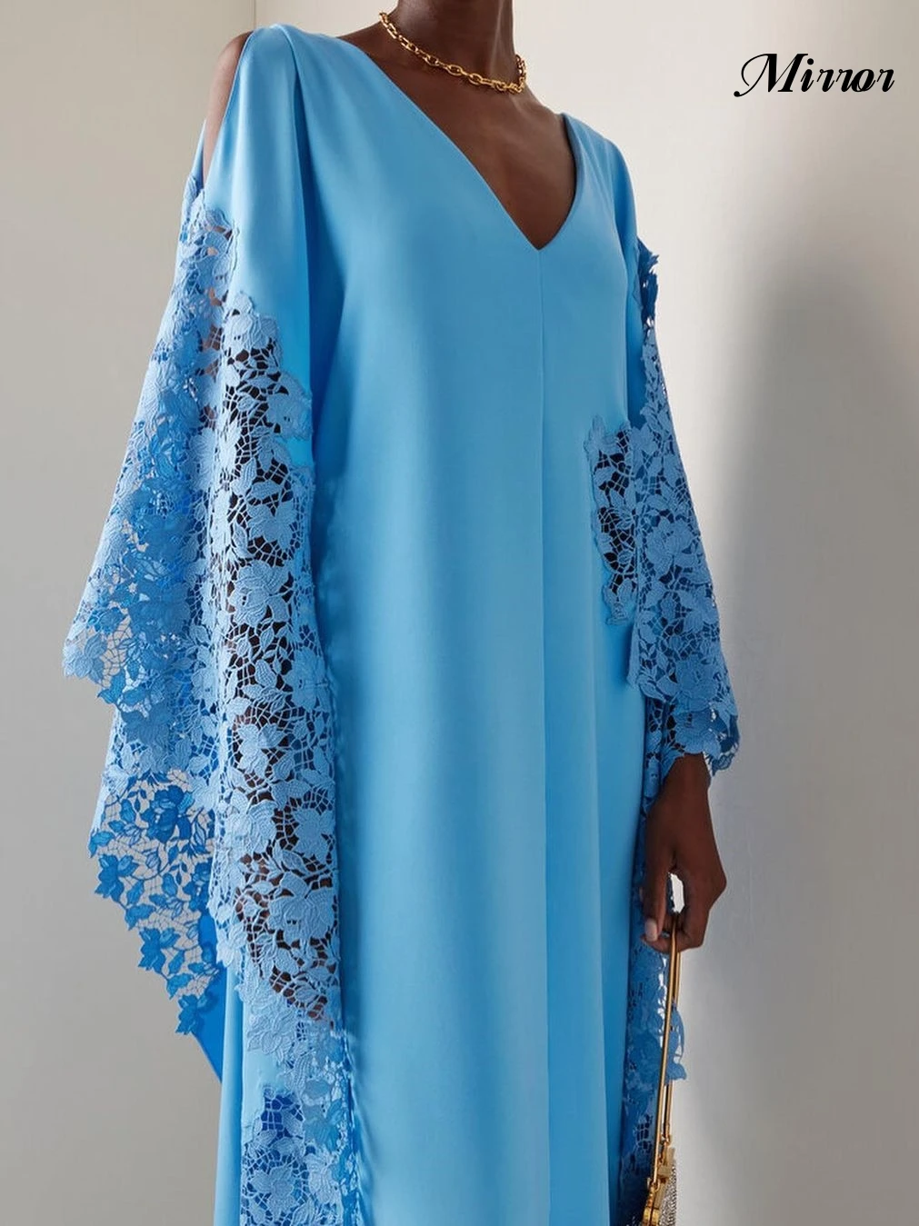 Mirror Dress Elegant Vintage Sweet Blue Lace Applique Stylish V-Neck Customize Formal Occasion Prom Dress Evening Party Gowns image 3