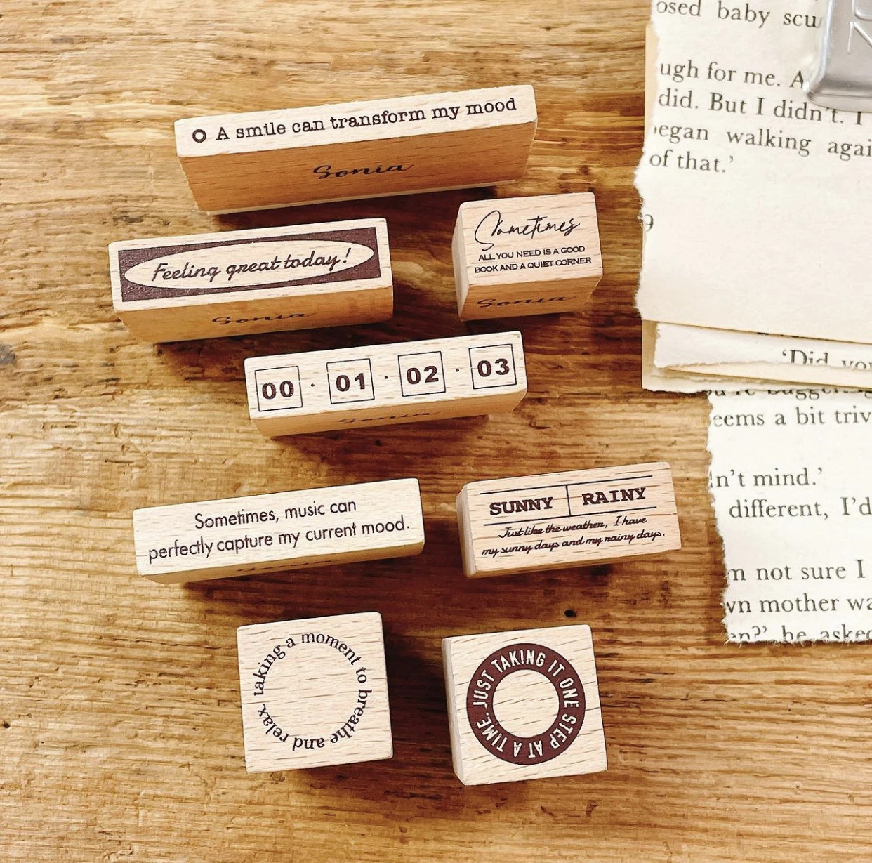 8Pcs Vintage English II Wooden Rubber Stamp Set for DIY Scrapbooking Photo Album Card Making