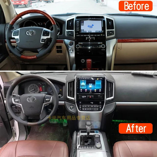 Interior upgrade new central control steering wheel interior old to new  for lc200  2008-2015 modification LandCruiser