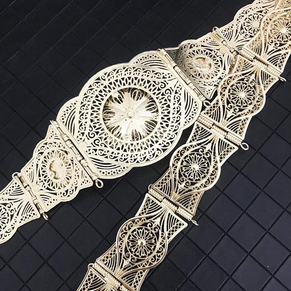 

Moroccan Metal Belt Floral Design Vintage Arabian Bridal Caftan Dress Jewelry Waist Chain Body Chain