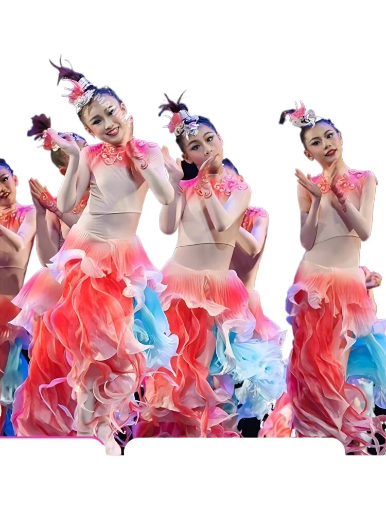 

Children's dance performance costume, chirping fish jumping, girl carp performance costume