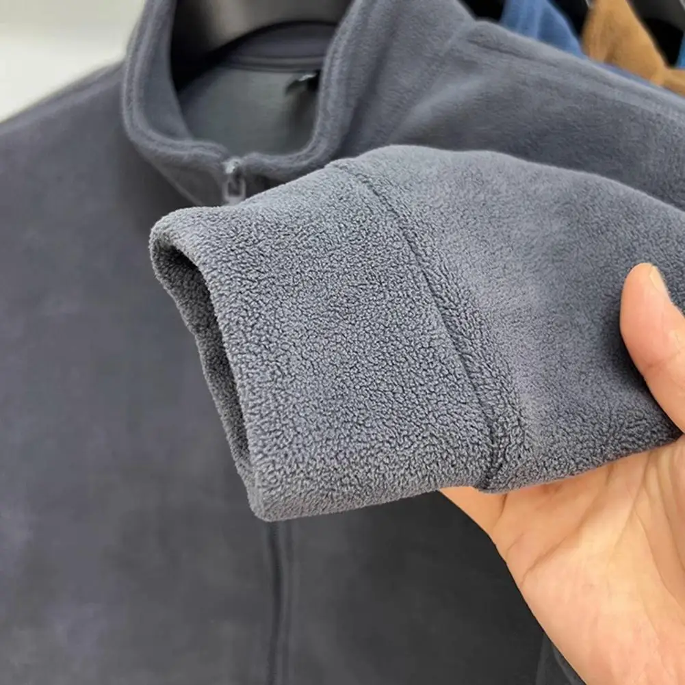 

Double-Sided Lamb Velvet Jacket Men's Casual Fashion Warm Embroidered Outerwear Zipper Open Cardigan Coat Autumn Winter