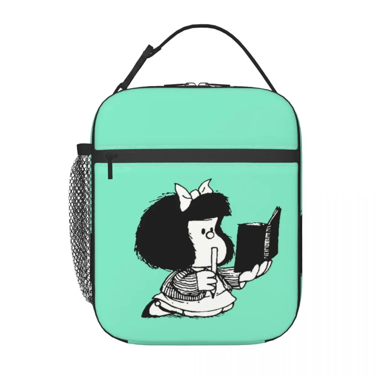 Custom Mafalda Reading Her Book Thermal Insulated Lunch Bag  Kawaii Cartoon Manga Resuable Container Picnic Storage Food Box