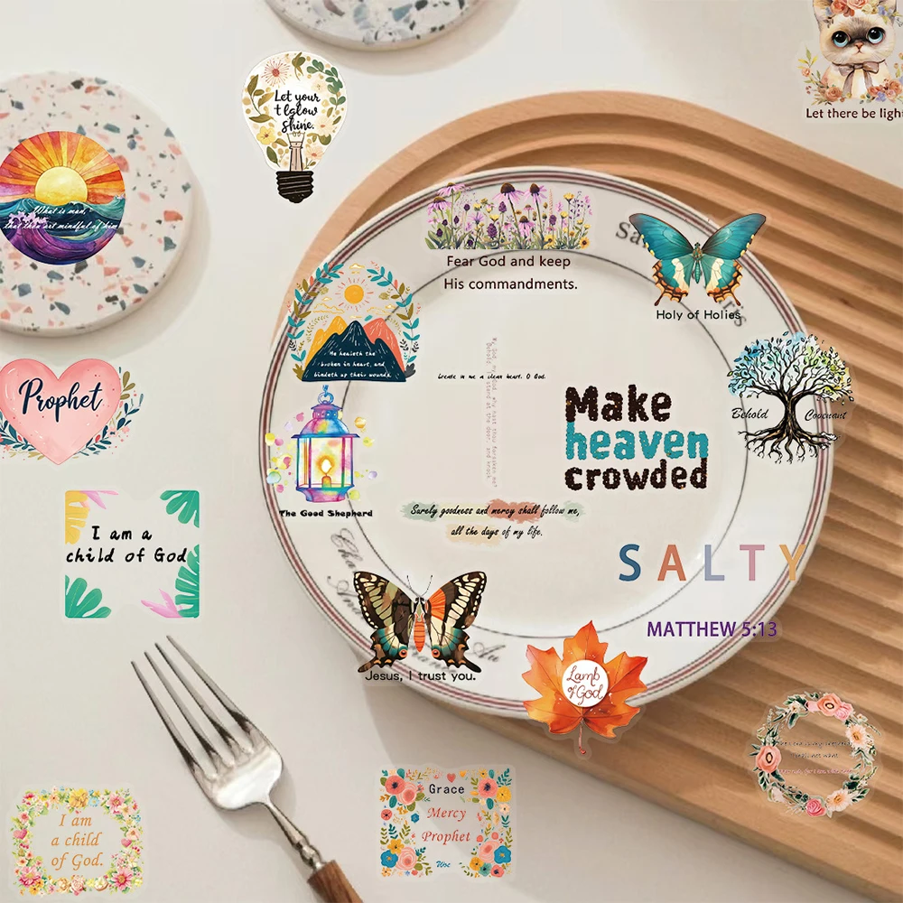 

10/30/50pcs Cute Inspirational Phrases Graffiti Stickers Retro Aesthetic Cartoon Sticker Suitcase Diary Phone Transparent Decals