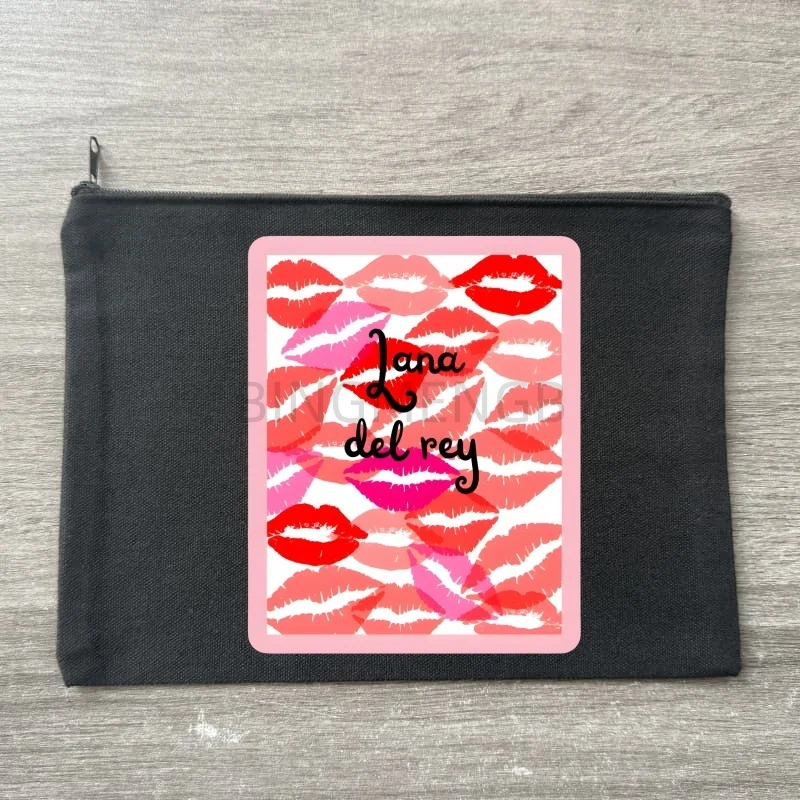 

Сумка-косметичка из холщовой ткани с надписью Lana Del Rey, забавный холщовый мешочек на молнии для косметики и карандашей, сумка для закусок, роскошная сумка для туалетных принадлежностей