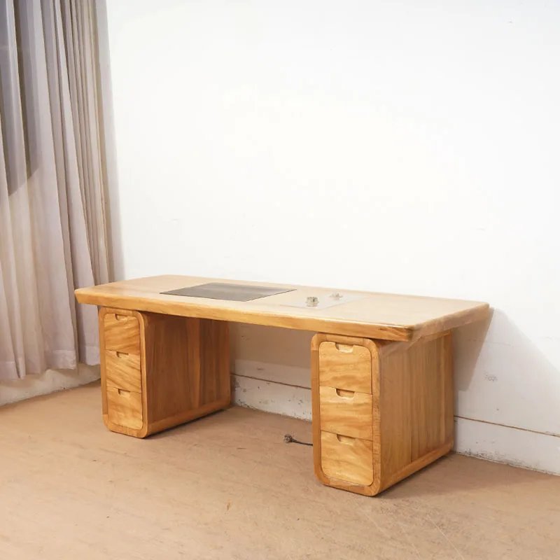 New Chinese-style solid wood desk, simple modern living room, home tea table, writing desk, computer desk, desk