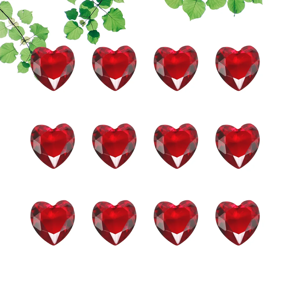 

10 Pcs Wedding Decorations Red Hearts Rhinestones Love for Artificial Decorate